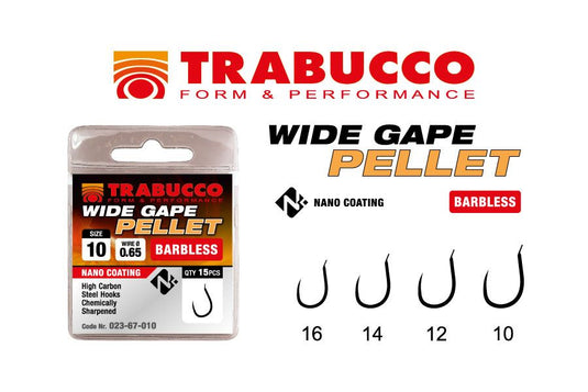 Trabucco háčky Wide Gape Pellet Barbless